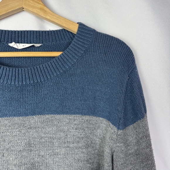Boutique Elodie Blue & Purple Stripe Colorblock Crewneck Sweater L - Picture 4 of 4